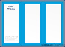 Трехстворчатое глухое окно Оптима